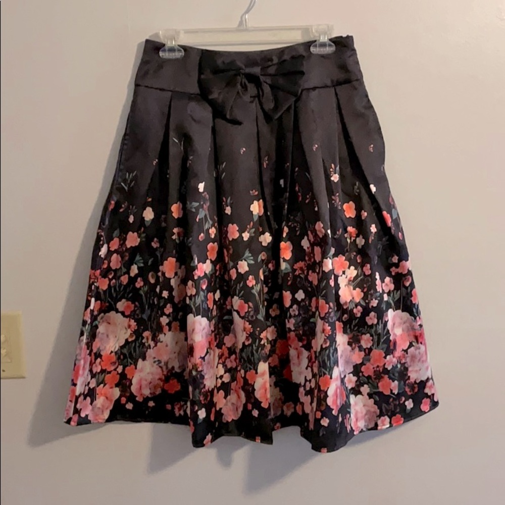 Navy Blue Floral Skirt